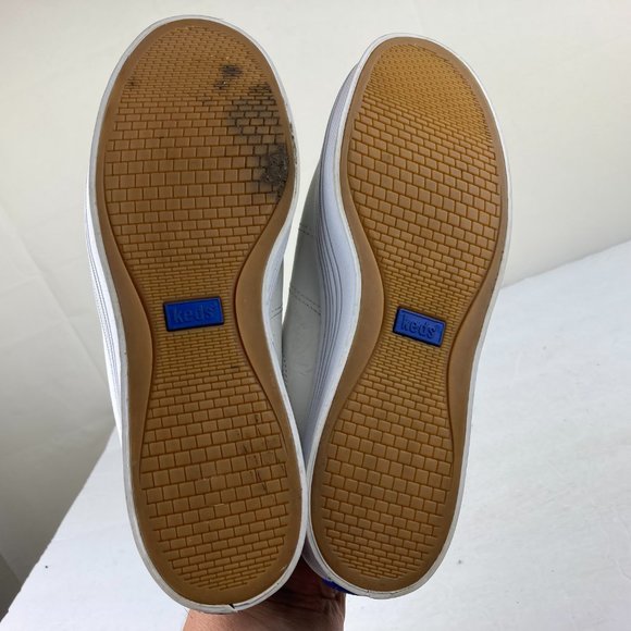 Keds Women Sz 7.5 Slip on Lace Up Sneakers Backless Mule Style White Leather - Picture 8 of 8